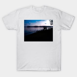Lake silhouette family with duck and swan photography T-Shirt